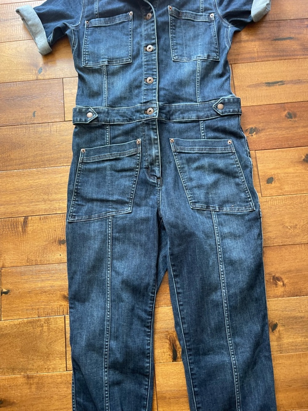 Duluth Trading Double Flex Denim COOLMAX Coverall Women 6 Short Stretch Workwear - Picture 10 of 16